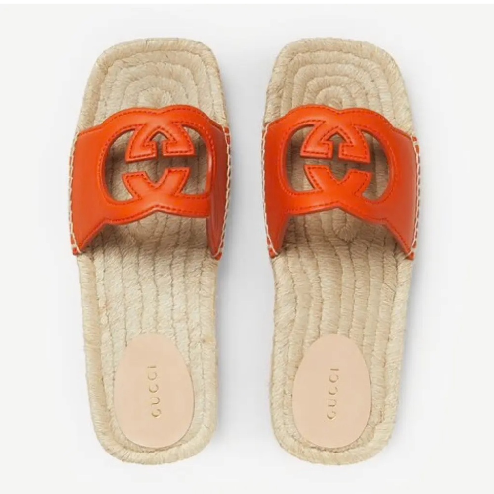 NEW IN BOX. Orange Gucci Espadrilles Slides Summer sandals